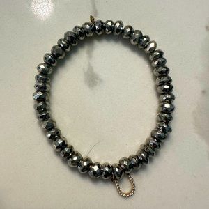 Sydney Evan Silver Beaded Bracelet with Diamond Horseshoe charm.